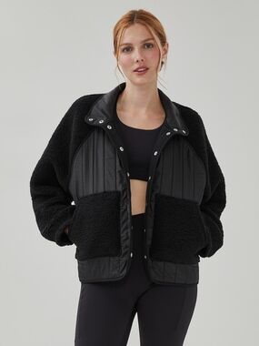 Joe Fresh Black Sherpa Quilted Hybrid Jacket - Women